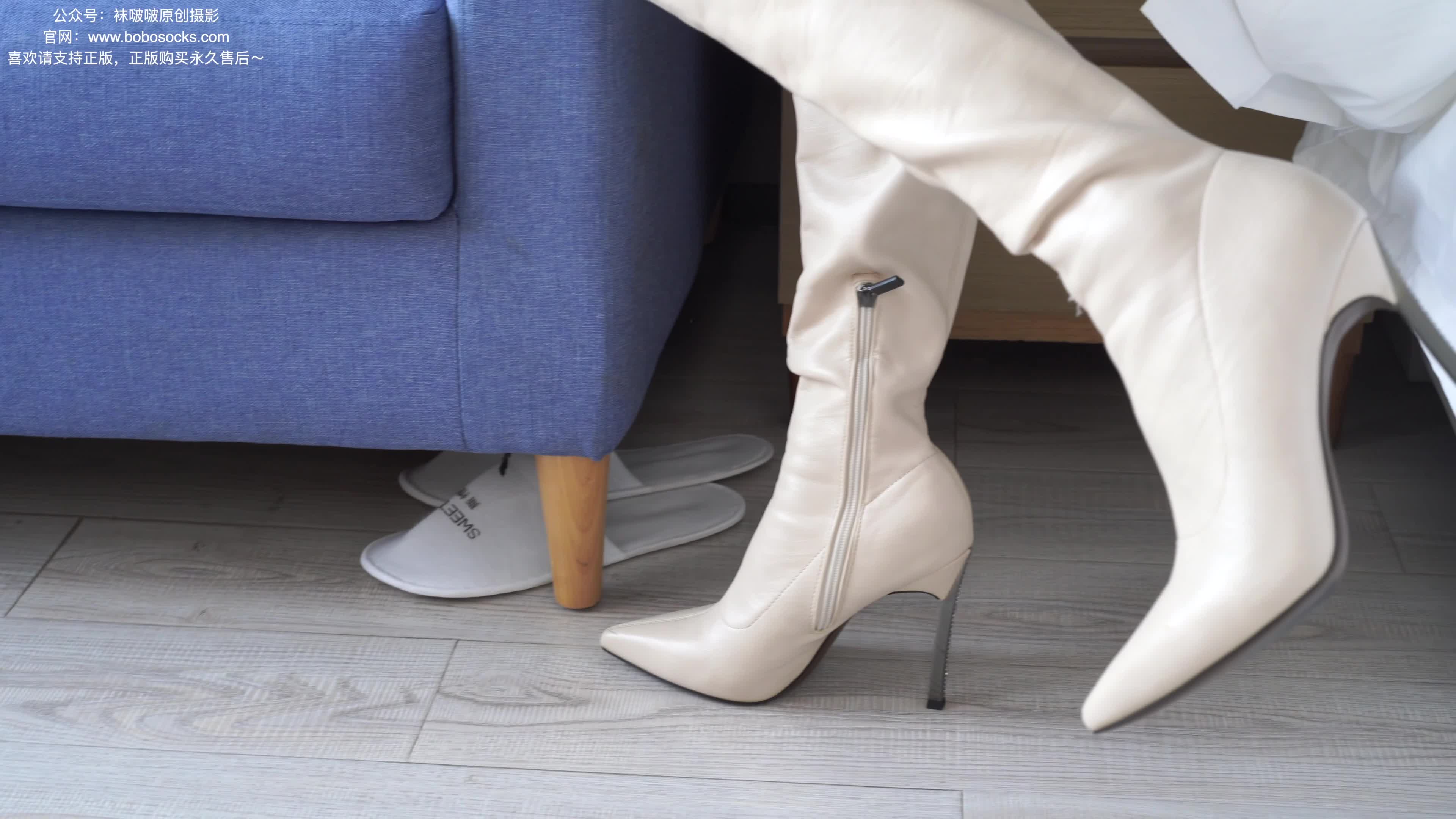 BoBoSocks袜啵啵_NO.133_稚予_高跟长靴_白棉袜_咖啡丝_脚尖加固款_140P_5.35G-丽丝屋