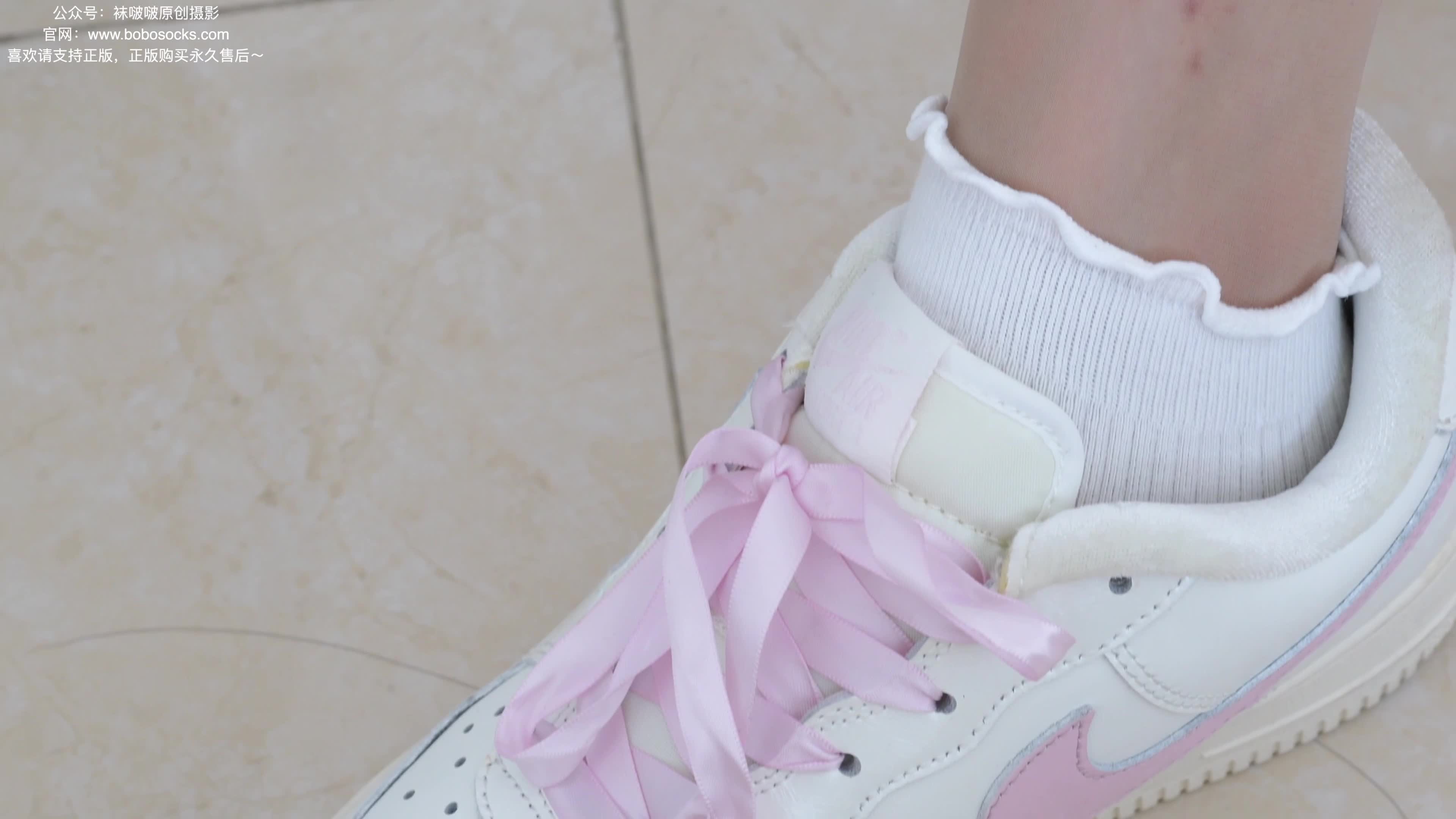 BoBoSocks袜啵啵_NO.163_小甜豆_空军一号板鞋_白棉袜_肉丝_脚尖加固款_135P1V_5.93G-丽丝屋